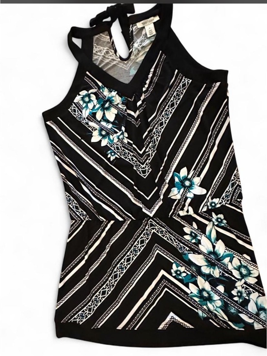 White House Black Market Tops - WHBM Floral Halter Top Black Teal Medium